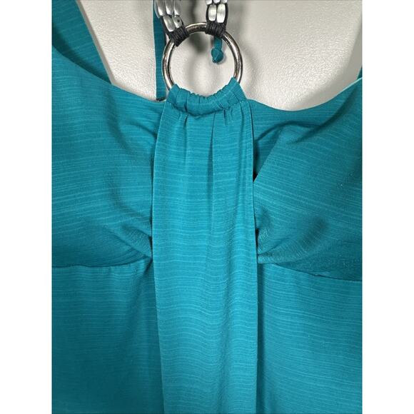 VTG IZ Byer California Sleeveless Women Tank Halter Top M Teal‎ Beaded Chain Y2K - Picture 7 of 10